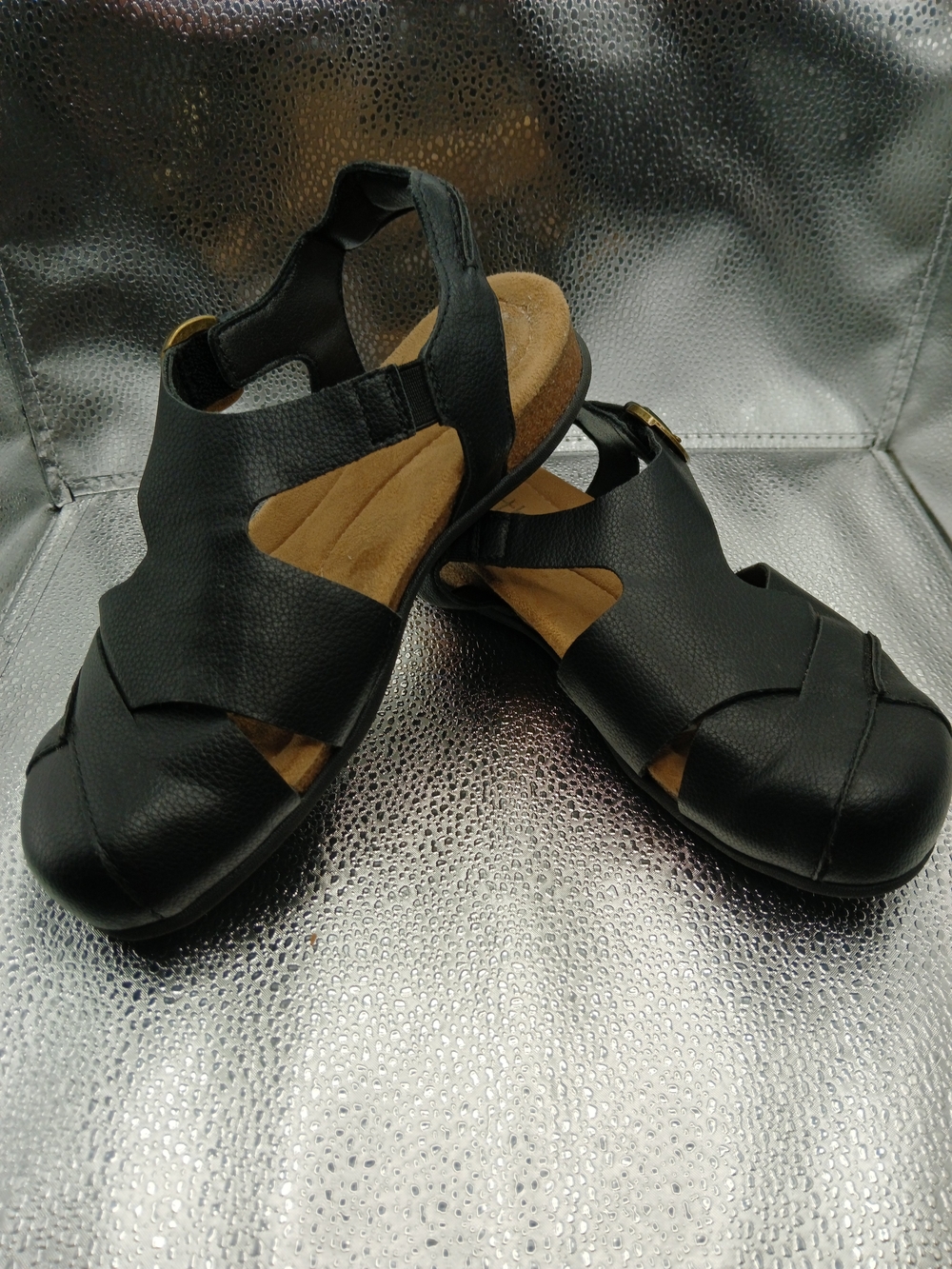 Earth Origins  Black Slingback Comfort Sandals Women's Size 7